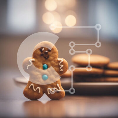 Intra Συλλεκτικό Ξύλινο Παζλ Plywood  4mm - Gingerbread Man και Χριστουγεννιάτικα μπισκότα σε ένα εορταστικό τραπέζι Σε Ξύλινο Κουτί - Διαστάσεις: 10x10 cm – 25 κομμάτια - Image 1