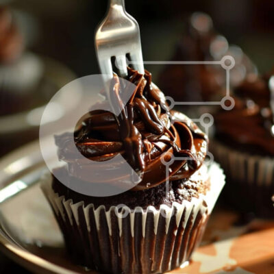 Intra Συλλεκτικό Ξύλινο Παζλ Plywood  4mm - Λαχταριστό Cupcake σοκολάτας με σάλτσα σοκολάτας Σε Ξύλινο Κουτί - Διαστάσεις: 10x10 cm – 25 κομμάτια - Image 1