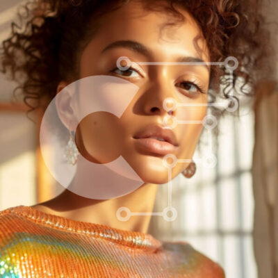 Intra Συλλεκτικό Ξύλινο Παζλ Plywood  4mm - Πολύχρωμη γυναίκα με σκουλαρίκια Afro και Hoop Σε Ξύλινο Κουτί - Διαστάσεις: 10x10 cm – 25 κομμάτια - Image 1