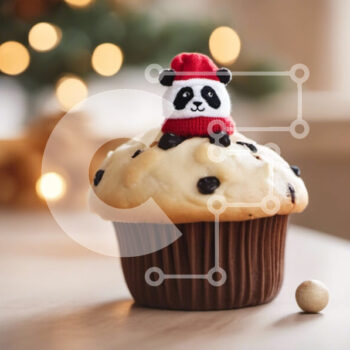 Intra Συλλεκτικό Ξύλινο Παζλ Plywood  4mm - Panda Cupcake σε διακοσμημένο ξύλινο τραπέζι Σε Ξύλινο Κουτί - Διαστάσεις: 10x10 cm – 25 κομμάτια - Image 1