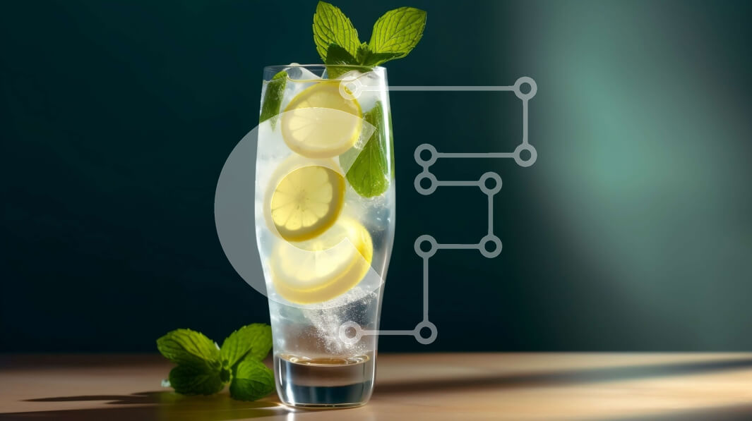 Intra Συλλεκτικό Ξύλινο Παζλ Plywood  4mm - Νόστιμη εικόνα της λεμονάδας με πάγο και μέντα σε μια καυτή καλοκαιρινή μέρα Σε Ξύλινο Κουτί - Διαστάσεις: 10x10 cm – 25 κομμάτια