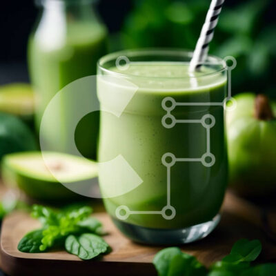 Intra Συλλεκτικό Ξύλινο Παζλ Plywood  4mm - Λαχταριστό πράσινο Smoothie με φρέσκα φύλλα μέντας Σε Ξύλινο Κουτί - Διαστάσεις: 10x10 cm – 25 κομμάτια - Image 1