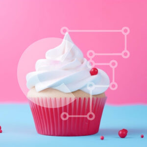 Intra Συλλεκτικό Ξύλινο Παζλ Plywood  4mm - Νόστιμο cupcake με λευκό γλάσο σε μπλε επιφάνεια Σε Ξύλινο Κουτί - Διαστάσεις: 10x10 cm – 25 κομμάτια