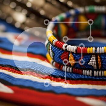 Intra Συλλεκτικό Ξύλινο Παζλ Plywood  4mm - Πολύχρωμο χειροποίητο βραχιόλι σε ύφασμα αφρικανικής έμπνευσης Σε Ξύλινο Κουτί - Διαστάσεις: 10x10 cm – 25 κομμάτια - Image 1