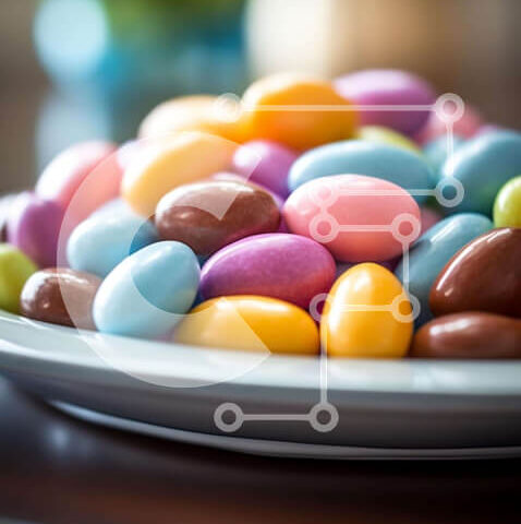 Intra Συλλεκτικό Ξύλινο Παζλ Plywood  4mm - Πολύχρωμα καλάμια καραμελών σε ένα άσπρο πιάτο Σε Ξύλινο Κουτί - Διαστάσεις: 10x10 cm – 25 κομμάτια - Image 1