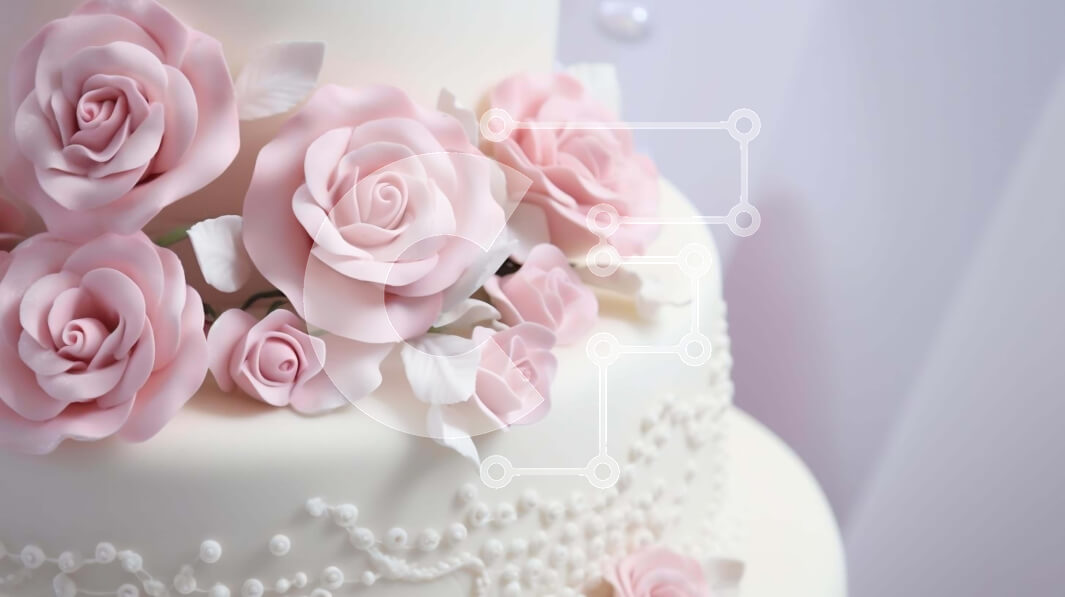 Intra Συλλεκτικό Ξύλινο Παζλ Plywood  4mm - Λευκή τούρτα τριών επιπέδων με ροζ τριαντάφυλλα και πέρλες Σε Ξύλινο Κουτί - Διαστάσεις: 10x10 cm – 25 κομμάτια