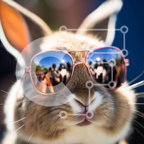 Intra Συλλεκτικό Ξύλινο Παζλ Plywood 4mm - Cool Brown Bunny που φοράει γυαλιά ηλίου Σε Ξύλινο Κουτί - Διαστάσεις: 10x10 cm – 25 κομμάτια - Image 1