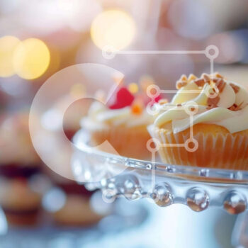 Intra Συλλεκτικό Ξύλινο Παζλ Plywood  4mm - Cupcakes σε γυάλινη βάση για κέικ με λευκό παγωμένο και πολύχρωμα ψεκάσματα Σε Ξύλινο Κουτί - Διαστάσεις: 10x10 cm – 25 κομμάτια - Image 1