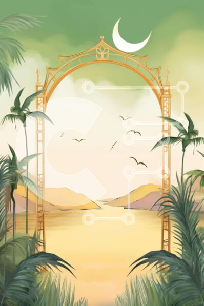 Intra Συλλεκτικό Ξύλινο Παζλ Plywood  4mm - Τοπίο αψίδας μισοφέγγαρου και φοίνικες Σε Ξύλινο Κουτί - Διαστάσεις: 10x10 cm – 25 κομμάτια