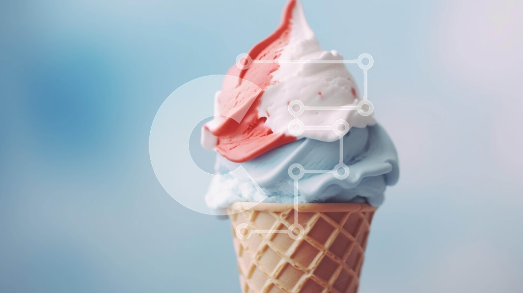 Intra Συλλεκτικό Ξύλινο Παζλ Plywood  4mm - Νόστιμο κόκκινο, λευκό και μπλε χωνάκι παγωτού σε ξυλάκι βάφλας Σε Ξύλινο Κουτί - Διαστάσεις: 10x10 cm – 25 κομμάτια