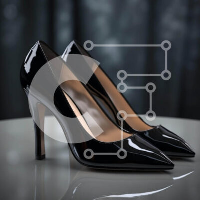 Intra Συλλεκτικό Ξύλινο Παζλ Plywood  4mm - Ζευγάρι μαύρα ψηλοτάκουνα παπούτσια σε γυάλινο τραπέζι Σε Ξύλινο Κουτί - Διαστάσεις: 10x10 cm – 25 κομμάτια - Image 1