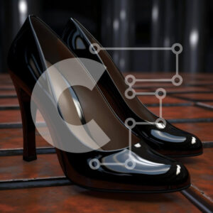 Intra Συλλεκτικό Ξύλινο Παζλ Plywood  4mm - Ζευγάρι μαύρα ψηλοτάκουνα παπούτσια σε δάπεδο με πλακάκια Σε Ξύλινο Κουτί - Διαστάσεις: 10x10 cm – 25 κομμάτια