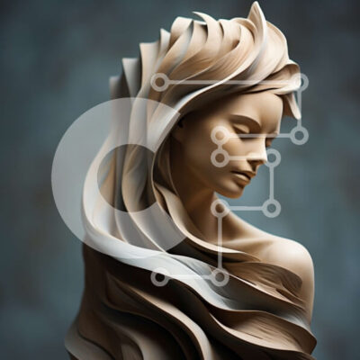 Intra Συλλεκτικό Ξύλινο Παζλ Plywood  4mm - Γαλήνια γυναίκα με ρέοντα μαλλιά και ξύλινο φόρεμα Σε Ξύλινο Κουτί - Διαστάσεις: 10x10 cm – 25 κομμάτια - Image 1