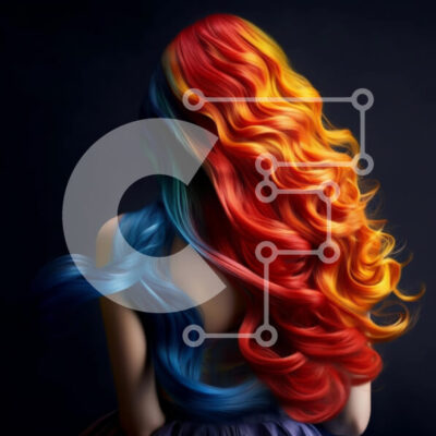 Intra Συλλεκτικό Ξύλινο Παζλ Plywood 4mm - Κομψή γυναίκα με πολύχρωμα μαλλιά σε μπλε φόρεμα Σε Ξύλινο Κουτί - Διαστάσεις: 10x10 cm – 25 κομμάτια - Image 1