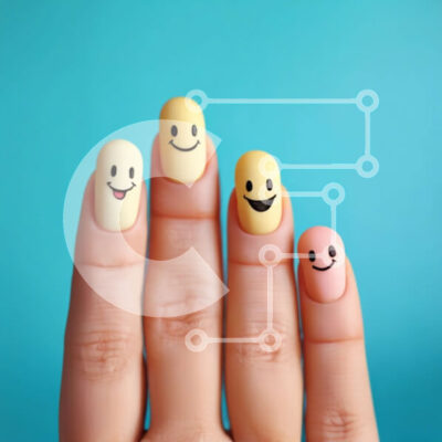 Intra Συλλεκτικό Ξύλινο Παζλ Plywood 4mm - Χέρι με σχέδια νυχιών smiley face Σε Ξύλινο Κουτί - Διαστάσεις: 10x10 cm – 25 κομμάτια - Image 1