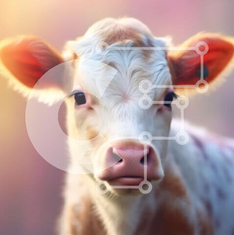 Intra Συλλεκτικό Ξύλινο Παζλ Plywood  4mm - Κοντινή όψη του προσώπου ενός μωρού αγελάδας Σε Ξύλινο Κουτί - Διαστάσεις: 10x10 cm – 25 κομμάτια - Image 1