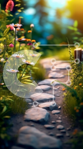 Intra Συλλεκτικό Ξύλινο Παζλ Plywood  4mm - Όμορφο μονοπάτι σε ένα καταπράσινο δάσος με αγριολούλουδα και ψηλά δέντρα Σε Ξύλινο Κουτί - Διαστάσεις: 10x10 cm – 25 κομμάτια