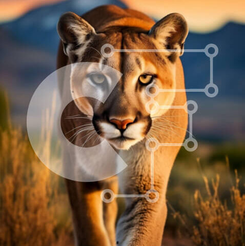 Intra Συλλεκτικό Ξύλινο Παζλ Plywood  4mm - Εκπληκτική εικόνα ενός βουνού λιονταριού στην ερημιά Σε Ξύλινο Κουτί - Διαστάσεις: 10x10 cm – 25 κομμάτια - Image 1