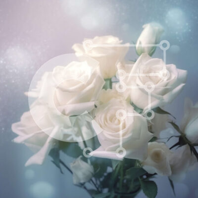 Intra Συλλεκτικό Ξύλινο Παζλ Plywood  4mm - Κομψή εικόνα λευκών τριαντάφυλλων σε μπλε φόντο Σε Ξύλινο Κουτί - Διαστάσεις: 10x10 cm – 25 κομμάτια - Image 1