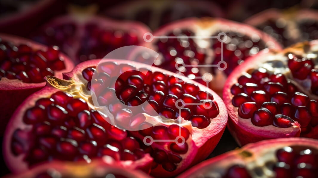 Intra Συλλεκτικό Ξύλινο Παζλ Plywood  4mm - Κοντινό πλάνο Ροδιών με κόκκινη ζουμερή σάρκα και σπόρους Σε Ξύλινο Κουτί - Διαστάσεις: 10x10 cm – 25 κομμάτια