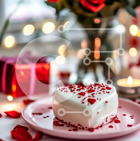 Intra Συλλεκτικό Ξύλινο Παζλ Plywood  4mm - Τούρτα σε σχήμα καρδιάς με κόκκινα τριαντάφυλλα και κεριά Σε Ξύλινο Κουτί - Διαστάσεις: 10x10 cm – 25 κομμάτια - Image 1