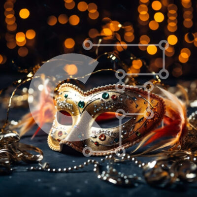 Intra Συλλεκτικό Ξύλινο Παζλ Plywood  4mm - Χρυσή μάσκα μεταμφίεσης με χάντρες και κοσμήματα Σε Ξύλινο Κουτί - Διαστάσεις: 10x10 cm – 25 κομμάτια - Image 1