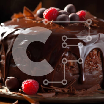 Intra Συλλεκτικό Ξύλινο Παζλ Plywood  4mm - Decadent κέικ σοκολάτας με βατόμουρα και σοκολάτα Σε Ξύλινο Κουτί - Διαστάσεις: 10x10 cm – 25 κομμάτια - Image 1