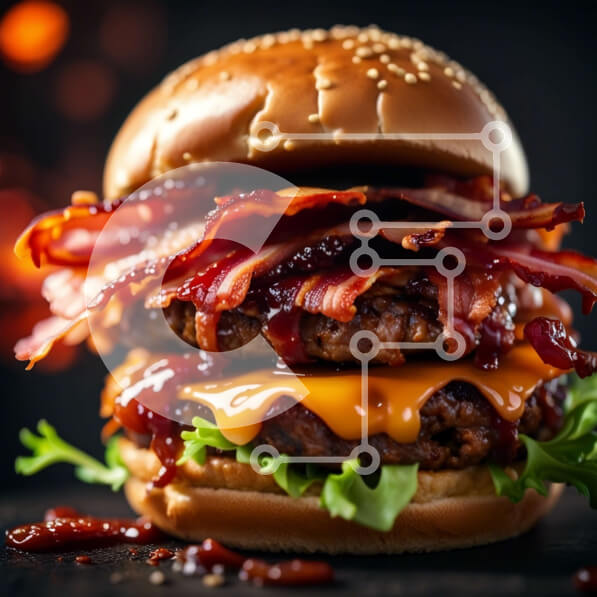 Intra Συλλεκτικό Ξύλινο Παζλ Plywood  4mm - Λαχταριστό Cheeseburger Bacon με κέτσαπ Σε Ξύλινο Κουτί - Διαστάσεις: 10x10 cm – 25 κομμάτια