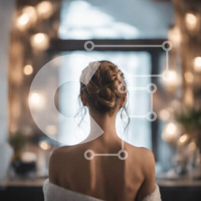 Intra Συλλεκτικό Ξύλινο Παζλ Plywood  4mm - Γυναίκα με πλεγμένα μαλλιά μπροστά από τον φωτισμένο καθρέφτη του μπάνιου Σε Ξύλινο Κουτί - Διαστάσεις: 10x10 cm – 25 κομμάτια - Image 1