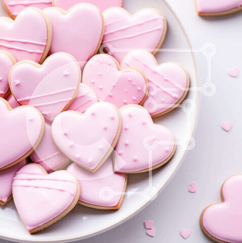 Intra Συλλεκτικό Ξύλινο Παζλ Plywood  4mm - Λαχταριστά μπισκότα σε σχήμα καρδιάς με πολύχρωμα πασπάλισμα και διακοσμητικά Σε Ξύλινο Κουτί - Διαστάσεις: 10x10 cm – 25 κομμάτια - Image 1