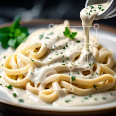 Intra Συλλεκτικό Ξύλινο Παζλ Plywood 4mm - Νόστιμο πιάτο ζυμαρικών με κρεμώδη σάλτσα και φρέσκο μαϊντανό Σε Ξύλινο Κουτί - Διαστάσεις: 10x10 cm – 25 κομμάτια - Image 1