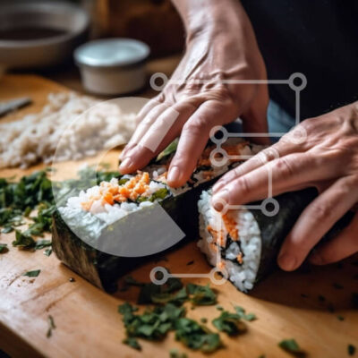 Intra Συλλεκτικό Ξύλινο Παζλ Plywood 4mm - Νόστιμα ρολά σούσι έτοιμα για σερβίρισμα Σε Ξύλινο Κουτί - Διαστάσεις: 10x10 cm – 25 κομμάτια - Image 1