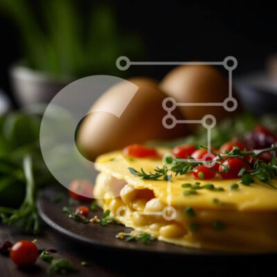 Intra Συλλεκτικό Ξύλινο Παζλ Plywood  4mm - Νόστιμη κρέπα με τυρί και ντομάτα με τηγανητό αυγό εικόνα Σε Ξύλινο Κουτί - Διαστάσεις: 10x10 cm – 25 κομμάτια - Image 1