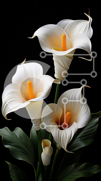 Intra Συλλεκτικό Ξύλινο Παζλ Plywood  4mm - Κομψή φωτογραφία της ανθοδέσμης White Calla Lilies σε μαύρο φόντο Σε Ξύλινο Κουτί - Διαστάσεις: 10x10 cm – 25 κομμάτια