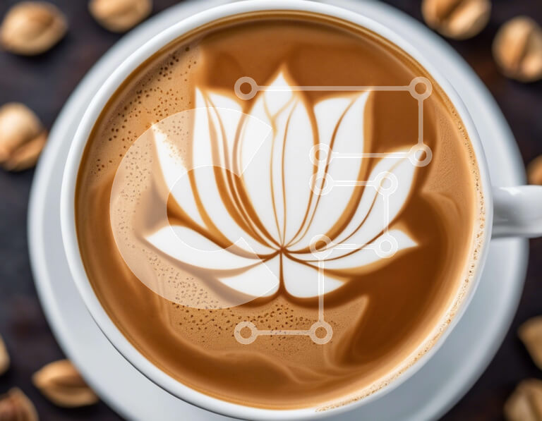 Intra Συλλεκτικό Ξύλινο Παζλ Plywood  4mm - Lotus Flower Latte Art με αμύγδαλα και καρύδια Σε Ξύλινο Κουτί - Διαστάσεις: 10x10 cm – 25 κομμάτια