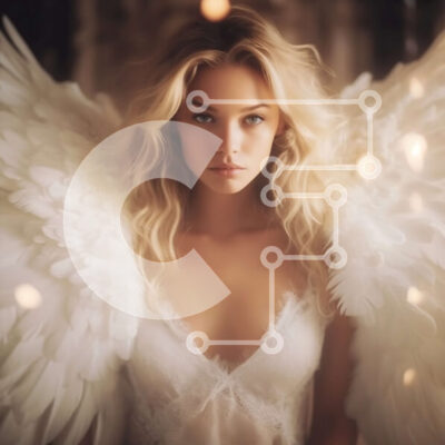 Intra Συλλεκτικό Ξύλινο Παζλ Plywood 4mm - Όμορφη ξανθιά γυναίκα άγγελος με πουπουλένια φτερά σε απαλό φωτισμό Σε Ξύλινο Κουτί - Διαστάσεις: 10x10 cm – 25 κομμάτια - Image 1