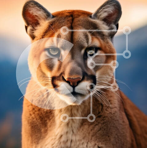 Intra Συλλεκτικό Ξύλινο Παζλ Plywood  4mm - Εκπληκτική εικόνα ενός βουνού λιονταριού στο ηλιοβασίλεμα Σε Ξύλινο Κουτί - Διαστάσεις: 10x10 cm – 25 κομμάτια - Image 1