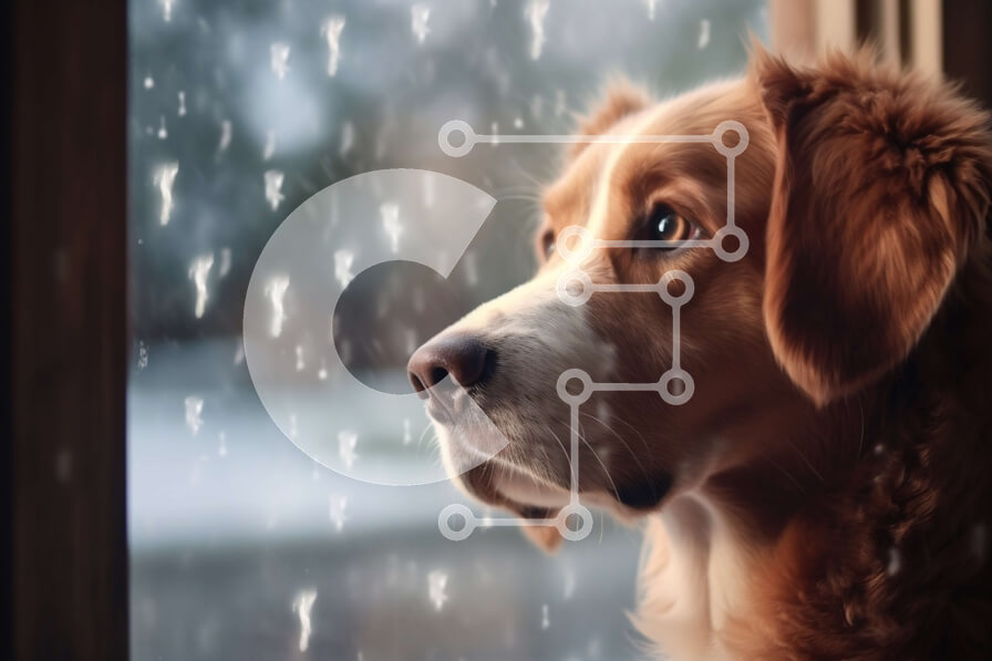 Intra Συλλεκτικό Ξύλινο Παζλ Plywood  4mm - Όμορφη εικόνα ενός σκύλου που κοιτάζει έξω από ένα παράθυρο στη βροχή Σε Ξύλινο Κουτί - Διαστάσεις: 10x10 cm – 25 κομμάτια