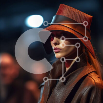 Intra Συλλεκτικό Ξύλινο Παζλ Plywood  4mm - Κομψό μοντέλο Walking Down Runway με καφέ δερμάτινο μπουφάν και καπέλο με φαρδύ γείσο Σε Ξύλινο Κουτί - Διαστάσεις: 10x10 cm – 25 κομμάτια - Image 1