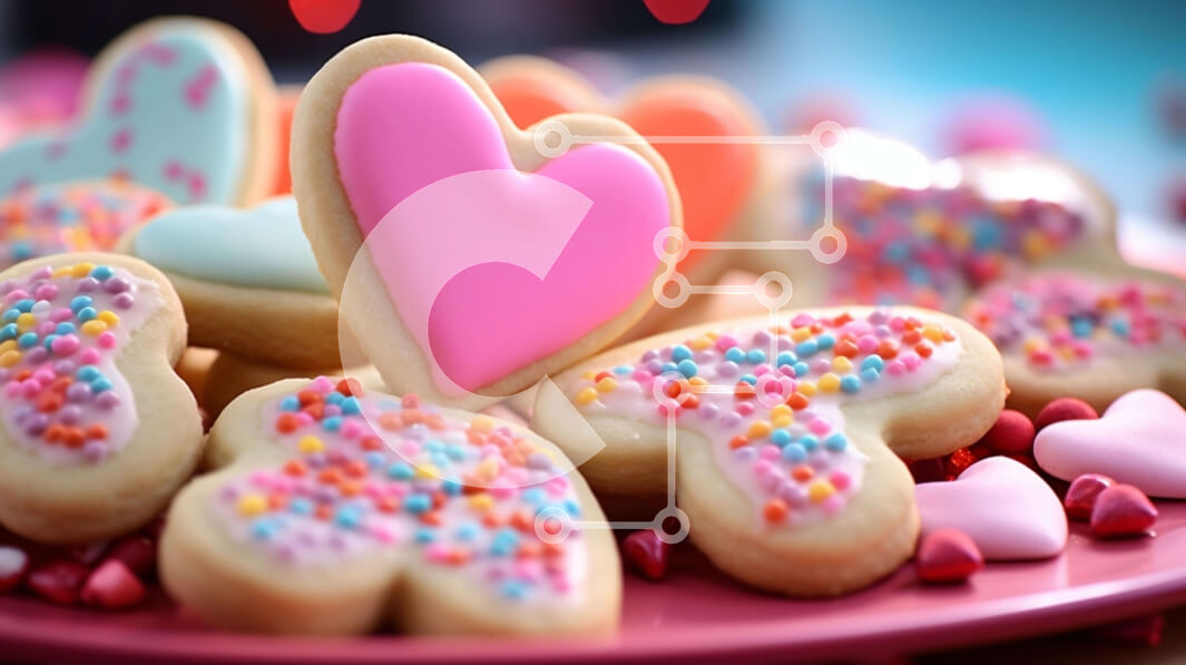 Intra Συλλεκτικό Ξύλινο Παζλ Plywood  4mm - Μπισκότα σε σχήμα καρδιάς σε ροζ πιάτο Σε Ξύλινο Κουτί - Διαστάσεις: 10x10 cm – 25 κομμάτια