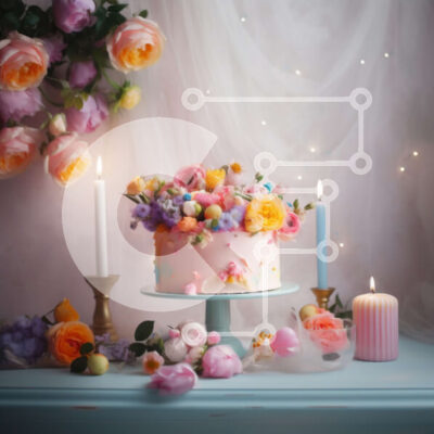 Intra Συλλεκτικό Ξύλινο Παζλ Plywood  4mm - Όμορφη εικόνα μιας ροζ τούρτας γενεθλίων με πολύχρωμα λουλούδια Σε Ξύλινο Κουτί - Διαστάσεις: 10x10 cm – 25 κομμάτια - Image 1