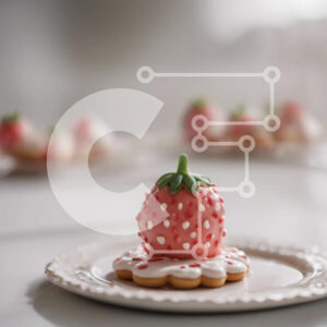 Intra Συλλεκτικό Ξύλινο Παζλ Plywood  4mm - Μπισκότα σε σχήμα φράουλας σε λευκό πιάτο Σε Ξύλινο Κουτί - Διαστάσεις: 10x10 cm – 25 κομμάτια