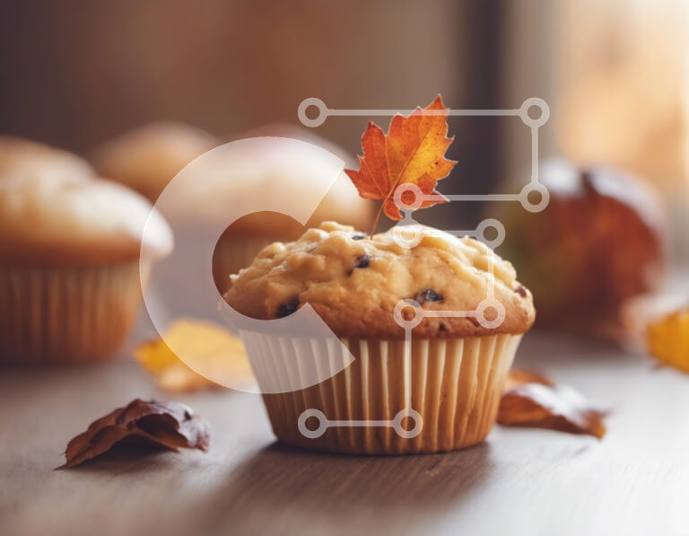 Intra Συλλεκτικό Ξύλινο Παζλ Plywood  4mm - Muffin on a Leaf εμπνευσμένο από το φθινόπωρο Σε Ξύλινο Κουτί - Διαστάσεις: 10x10 cm – 25 κομμάτια