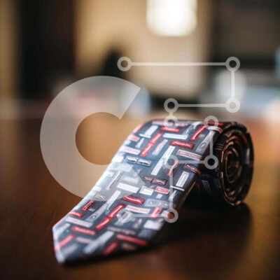 Intra Συλλεκτικό Ξύλινο Παζλ Plywood  4mm - Μαύρο και κόκκινο δέσιμο σε ημιτελές ξύλινο τραπέζι Σε Ξύλινο Κουτί - Διαστάσεις: 10x10 cm – 25 κομμάτια - Image 1