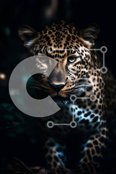 Intra Συλλεκτικό Ξύλινο Παζλ Plywood  4mm - Υπέροχη εικόνα μιας λεοπάρδαλης στο σκοτεινό δάσος Σε Ξύλινο Κουτί - Διαστάσεις: 10x10 cm – 25 κομμάτια