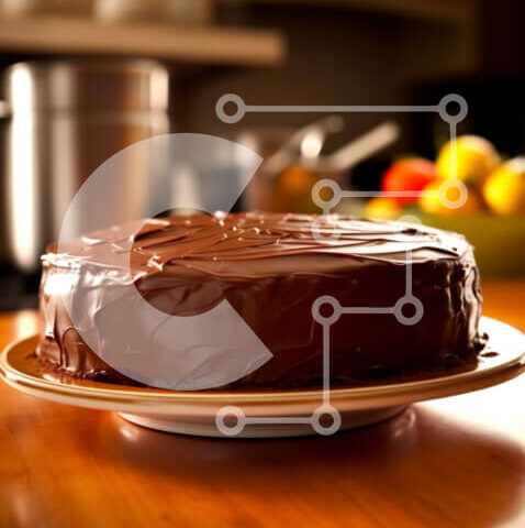 Intra Συλλεκτικό Ξύλινο Παζλ Plywood  4mm - Λαχταριστό κέικ σοκολάτας με γυαλιστερό πάγωμα σε ξύλινο πιάτο Σε Ξύλινο Κουτί - Διαστάσεις: 10x10 cm – 25 κομμάτια - Image 1