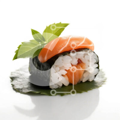 Intra Συλλεκτικό Ξύλινο Παζλ Plywood 4mm - Νόστιμο σούσι ρολό σολομού και αβοκάντο με φρέσκο φύλλο μέντας Σε Ξύλινο Κουτί - Διαστάσεις: 10x10 cm – 25 κομμάτια - Image 1