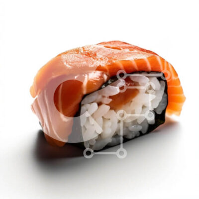 Intra Συλλεκτικό Ξύλινο Παζλ Plywood  4mm - Νόστιμο ρολό σούσι σολομού σε λευκό φόντο Σε Ξύλινο Κουτί - Διαστάσεις: 10x10 cm – 25 κομμάτια - Image 1