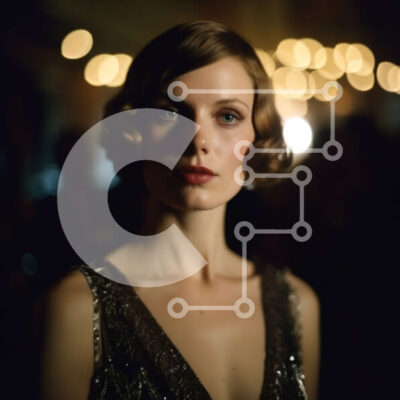 Intra Συλλεκτικό Ξύλινο Παζλ Plywood  4mm - Εκλεπτυσμένη και λαμπερή γυναίκα με μαύρη παγιέτα Σε Ξύλινο Κουτί - Διαστάσεις: 10x10 cm – 25 κομμάτια - Image 1