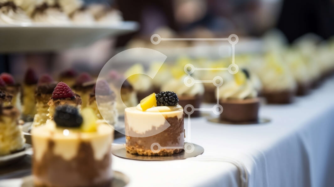 Intra Συλλεκτικό Ξύλινο Παζλ Plywood  4mm - Νόστιμα επιδόρπια σε ένα τραπέζι: Κέικ, τάρτες και αρτοσκευάσματα Σε Ξύλινο Κουτί - Διαστάσεις: 10x10 cm – 25 κομμάτια